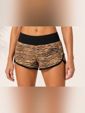 Lululemon Run Speed Shorts in the "Tiger Water Multi/Black" print